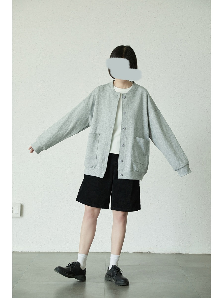 レディース 綿ジャケット シングルボタン 無地 ゆったり 長袖トップス