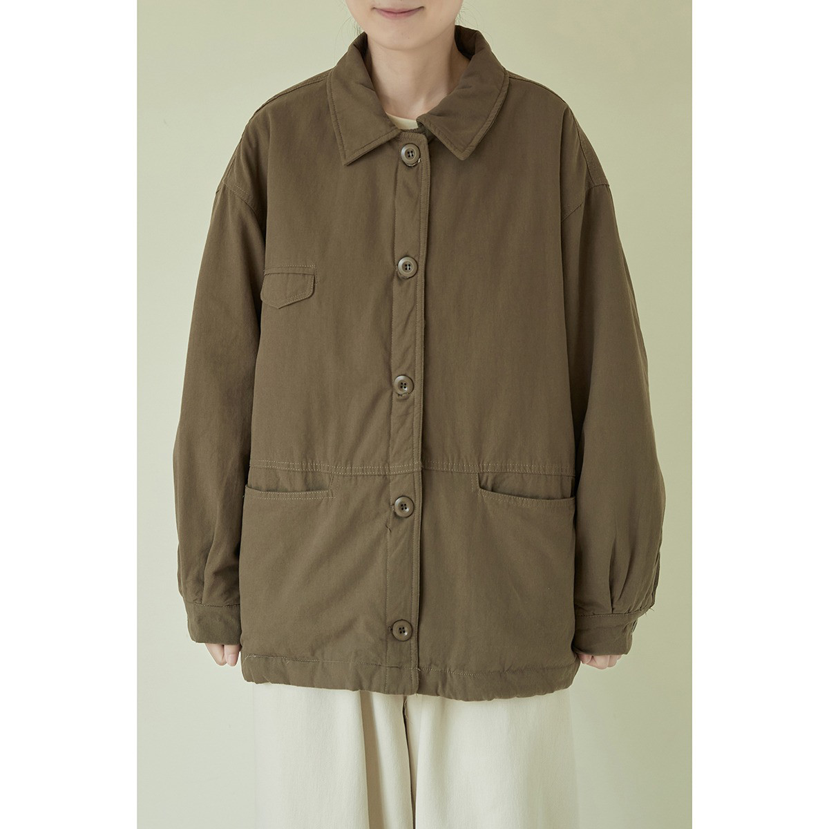 レディース 綿中綿ジャケット テーラードカラー 厚手 保温アウター