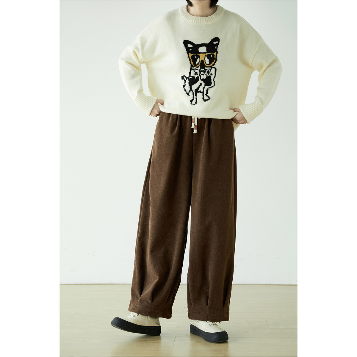 レディース コーデュロイパンツ 裏起毛 保温 ワイドパンツ