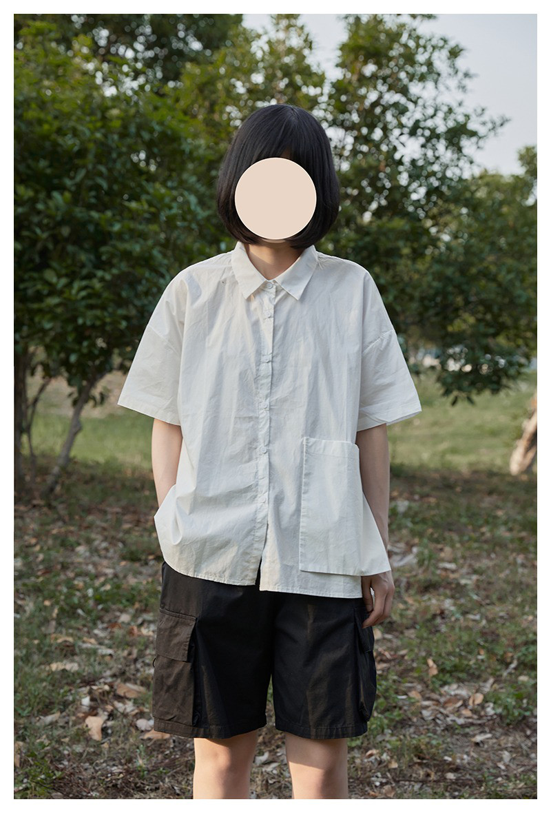 レディース 綿シャツ 半袖 無地 ワンポケット 涼感トップス
