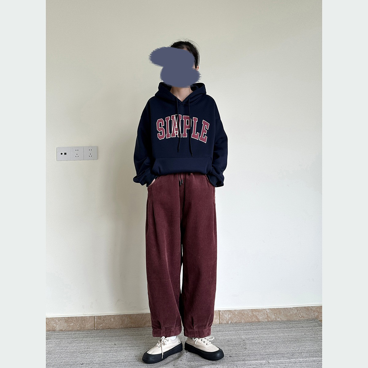 レディース コーデュロイパンツ ハイウエスト 裏起毛 保温 ストレート ロング丈