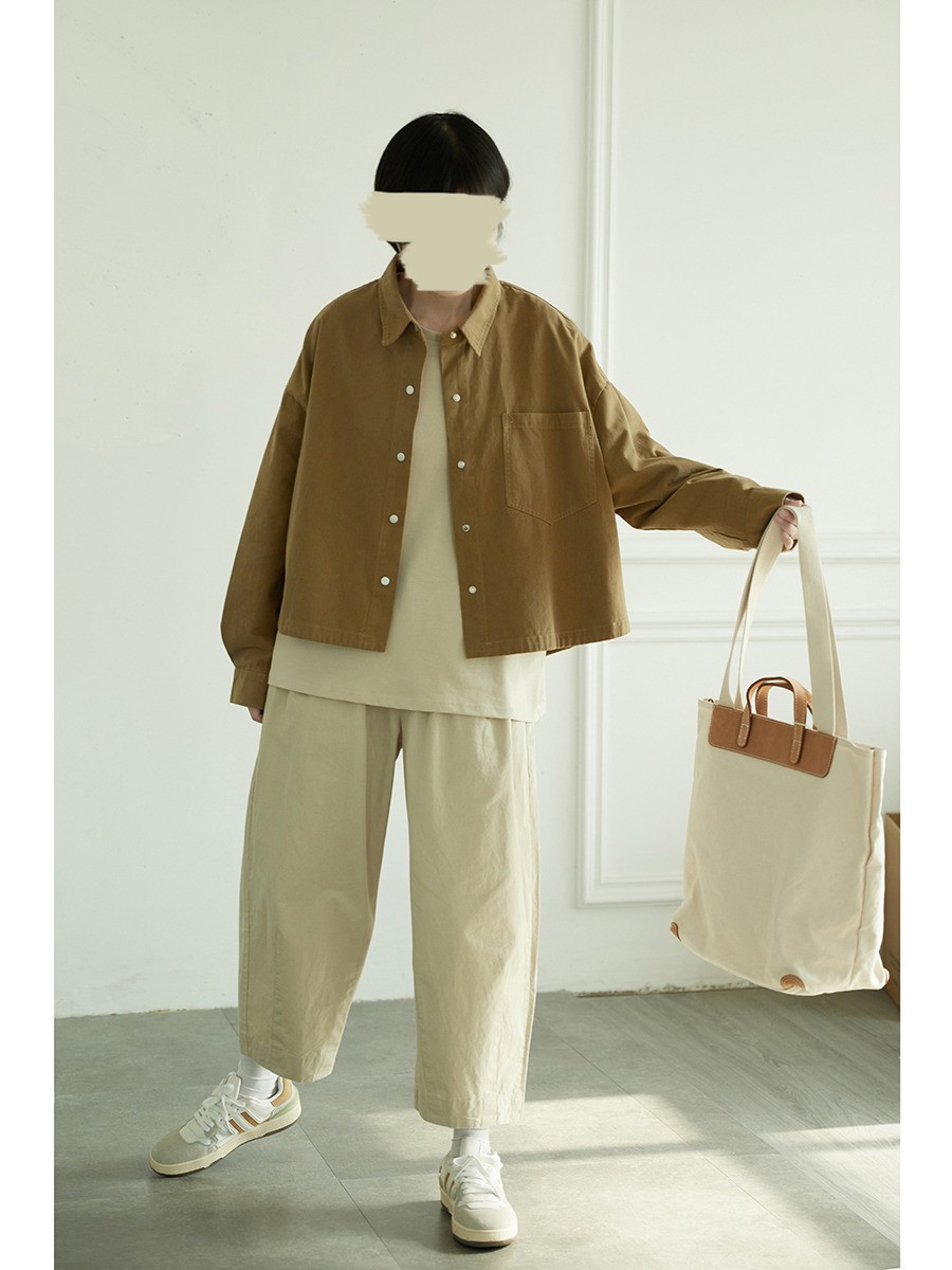 レディース 綿ジャケット ショート丈 長袖 ゆったりアウター