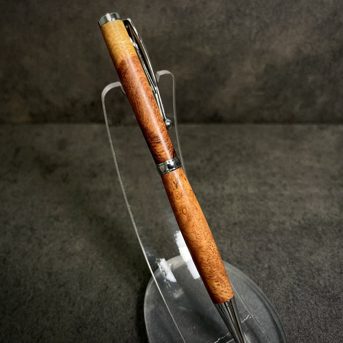 ハンドメイド　花梨　紅白　瘤杢　回転式ボールペン　G2　ゴールド　高級 ハンドメイド 本花梨瘤紅白 回転式ボールペン G2 ゴールド 高級