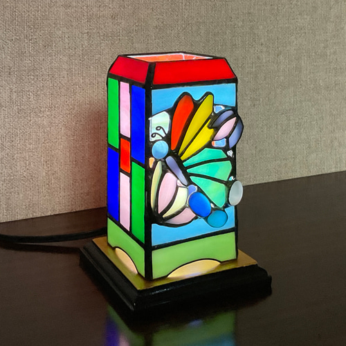 宙を舞う蝶のステンドグラスランプ 3 スタンドライト・テーブルランプ