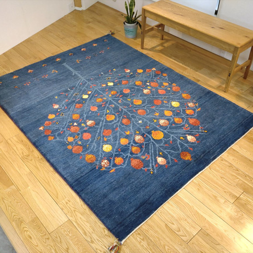 ペルシャ ギャッベ アマレバフト リビング ラグ 200x154cm ザクロの木