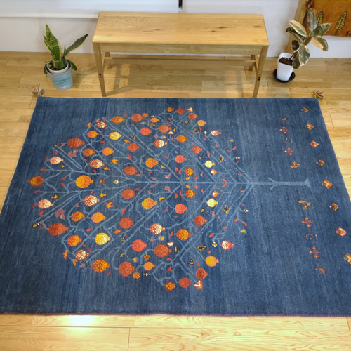 ペルシャ ギャッベ アマレバフト リビング ラグ 200x154cm ザクロの木