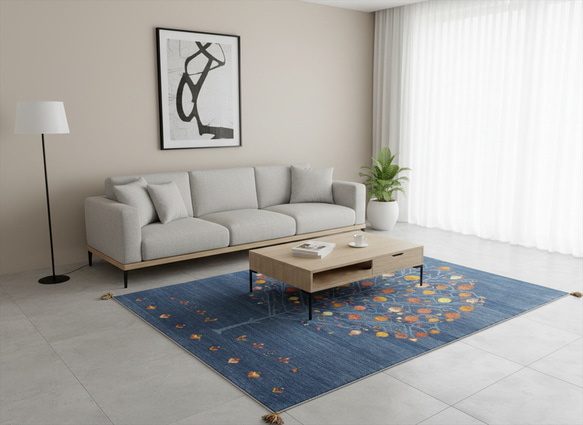 ペルシャ ギャッベ アマレバフト リビング ラグ 200x154cm ザクロの木