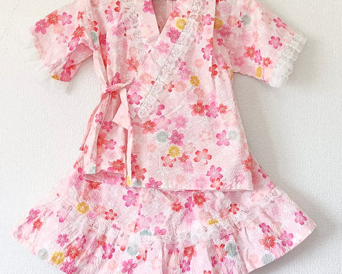 桜 甚平ドレス 浴衣ドレス ベビー服 柚の森 通販 19602267｜Creema