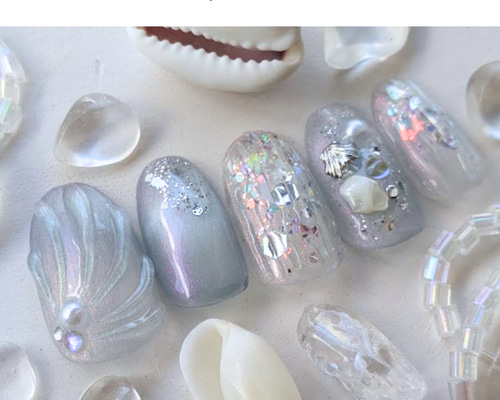 121｜Mermaid nail⋆｡°「浅瀬の夢」⌇マーメイドネイル 水色