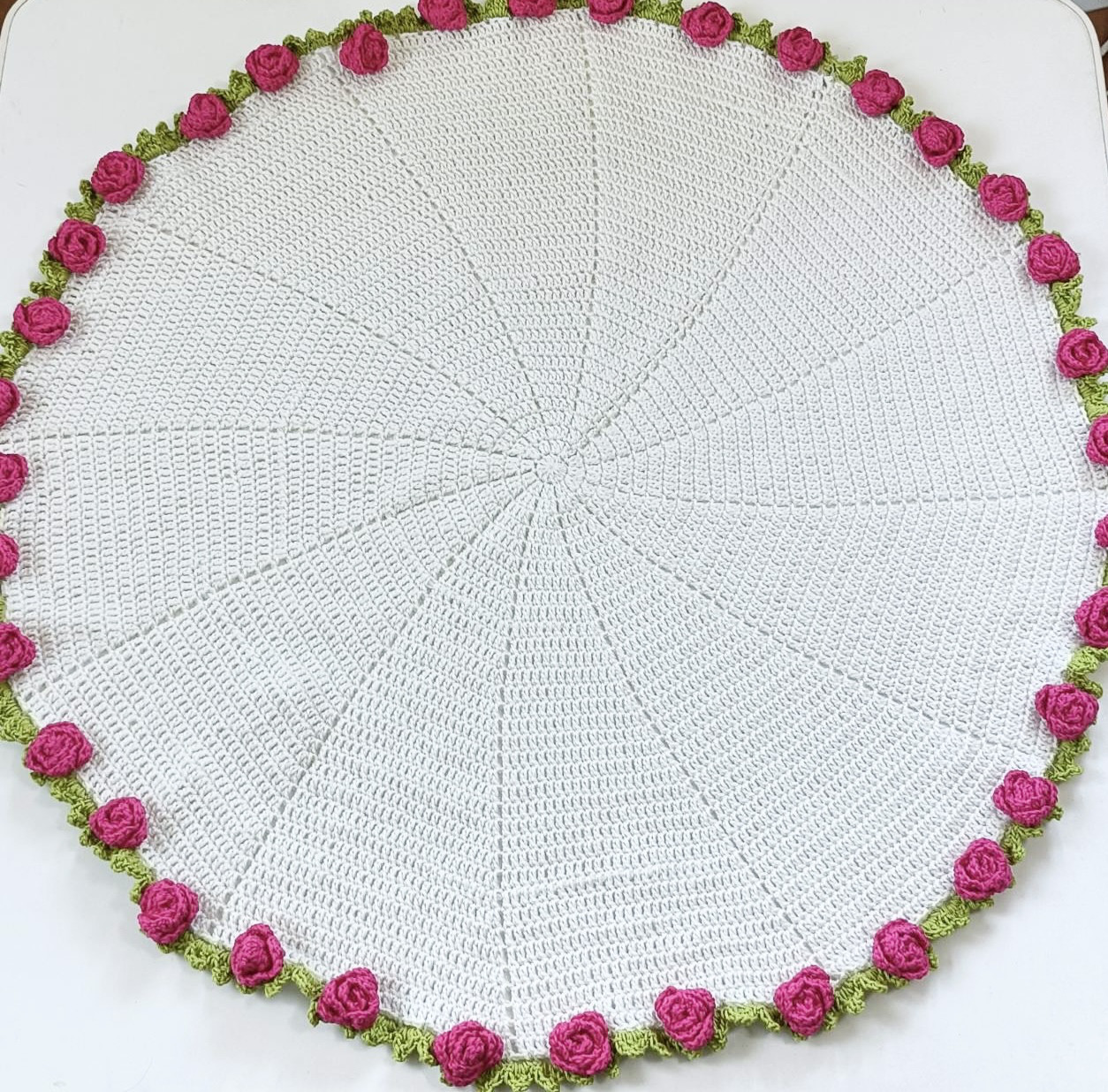 手編み ドイリー 薔薇 レピンク