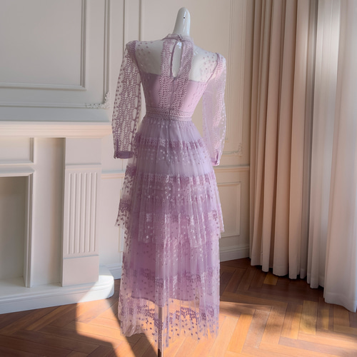 カラードレス ウェディングドレス ロング ワンピース プリンセス 長袖