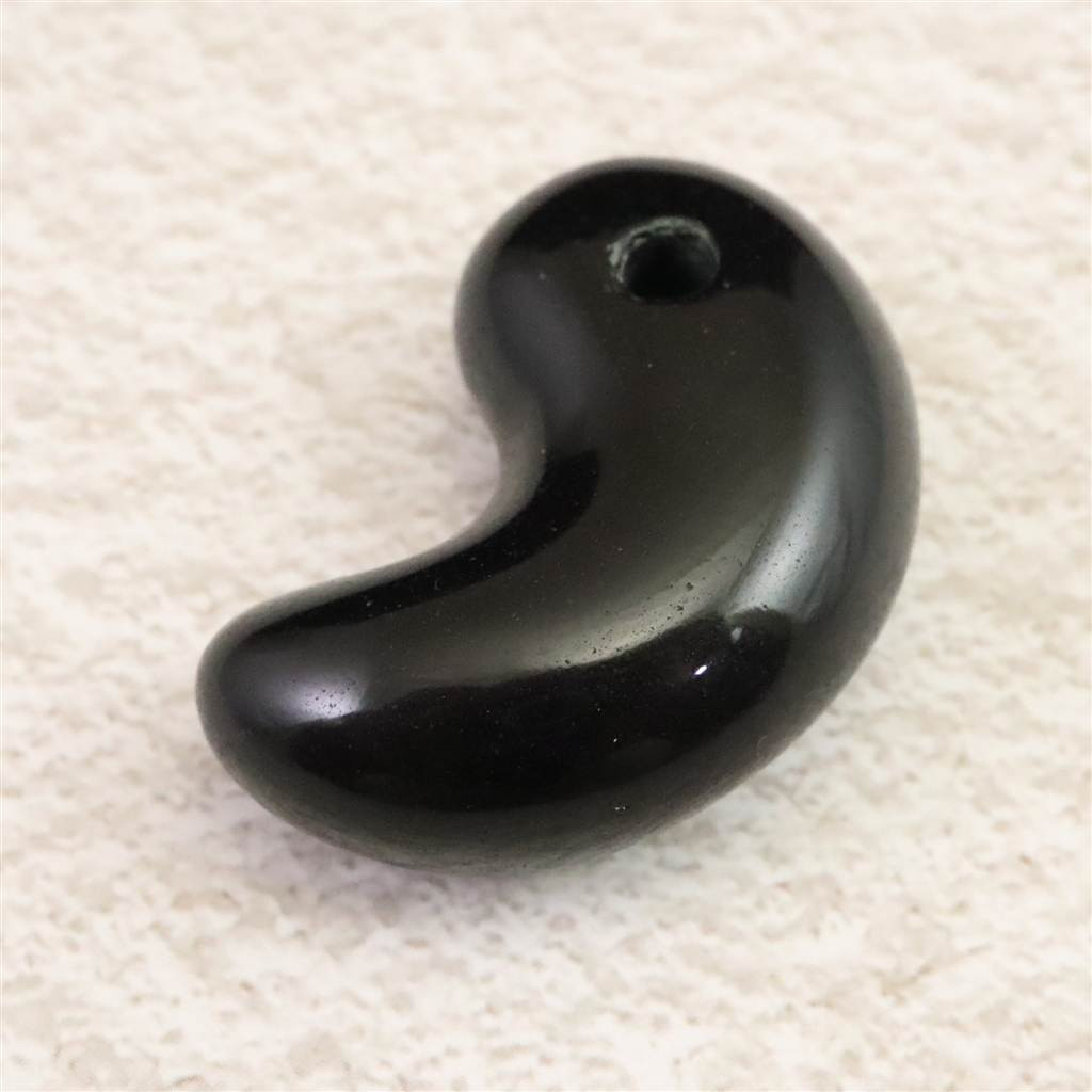 隠岐の島 黒曜石 30.5mm勾玉 ディレクトリーカード付 9.2g #26779