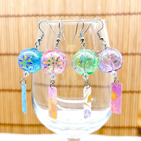 スイカ　風鈴ピアス 風鈴ピアス/イヤリング/花火 ピアス（フック・チェーン） a.line