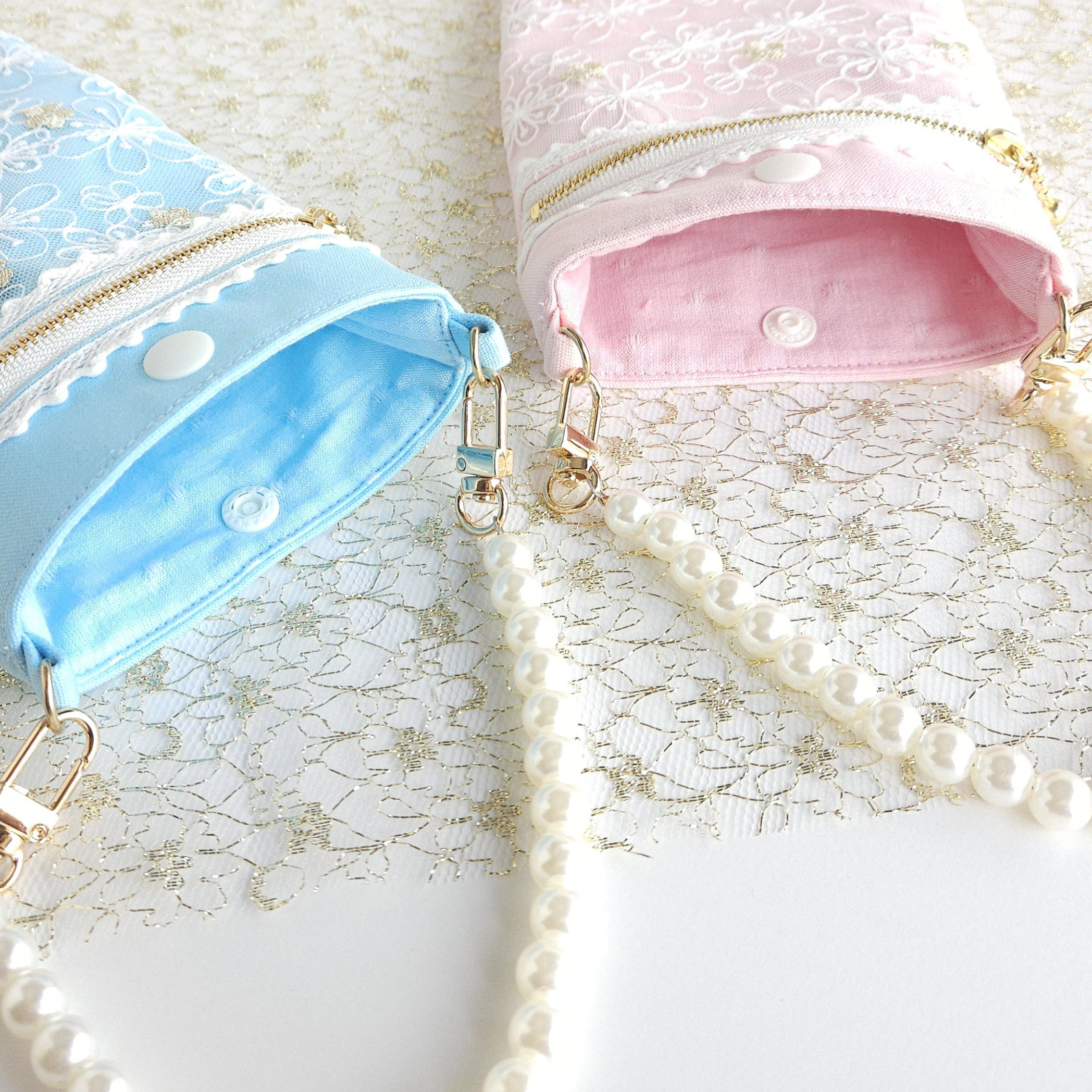 ドレスみたいなスマホポーチ✻ピンク