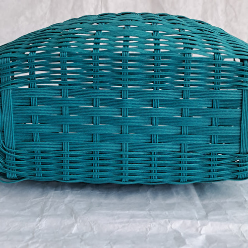 ecorin様　オーダーカゴ完成品 受注製作】菱型模様 エコクラフトかごバッグ ターコイズブルー