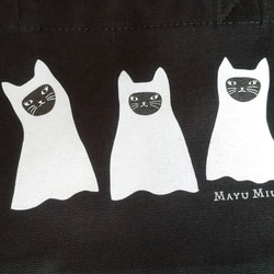 【おばけ猫のミニトートバッグ】ランチトート　キャンバストート 2枚目の画像