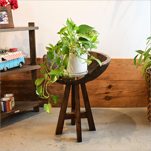 1点物 こね鉢 木製 アンティーク チェア 椅子 リメイク品 木製スツール