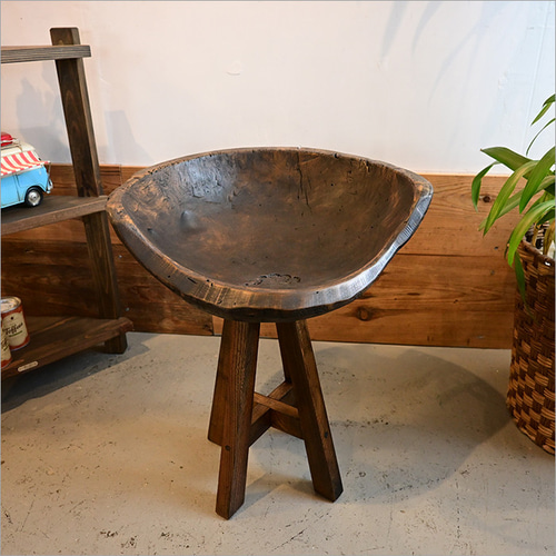 1点物 こね鉢 木製 アンティーク チェア 椅子 リメイク品 木製スツール