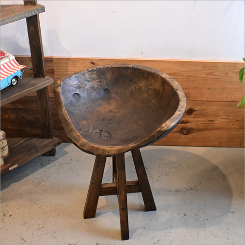 1点物 こね鉢 木製 アンティーク チェア 椅子 リメイク品 木製スツール