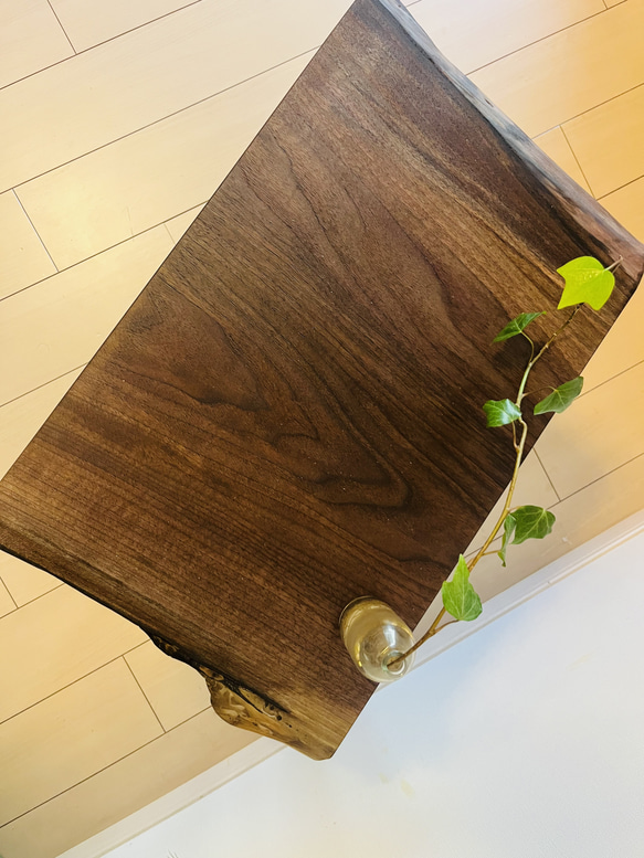 ブラックウォールナット一枚板テーブルソファテーブルサイドテーブル