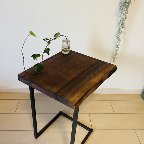 ブラックウォールナット 一枚板テーブル ソファテーブル サイド