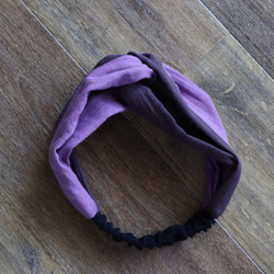 おうち時間のまとめ髪をお洒落に／ふわふわダブルガーゼトリプルカラーヘアバンド／パープル×ダスティパープル 7枚目の画像