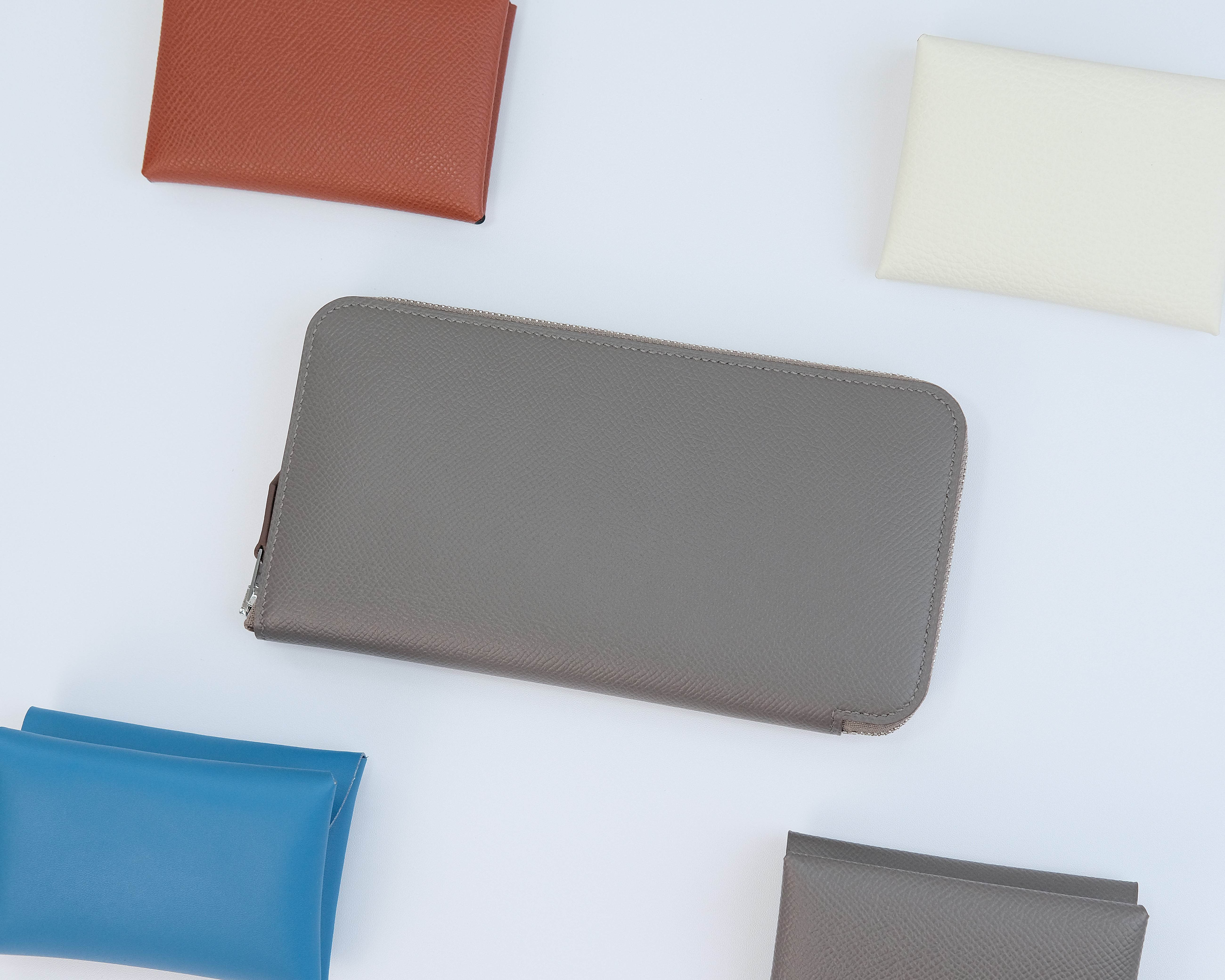 ラウンドファスナー長財布　ヴォーエプソン/エタン　（総手縫い）