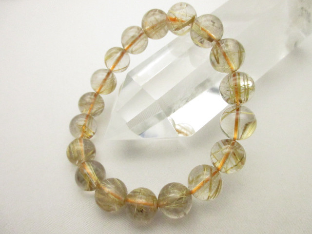 【ゴールドルチルクォーツブレスレット】/内周size(約17cm)/玉size(約11㎜)/1502k5