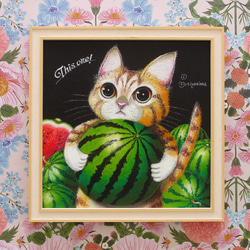 spring gardenオイルパステル原画　額付き spring gardenオイルパステル原画 額付き