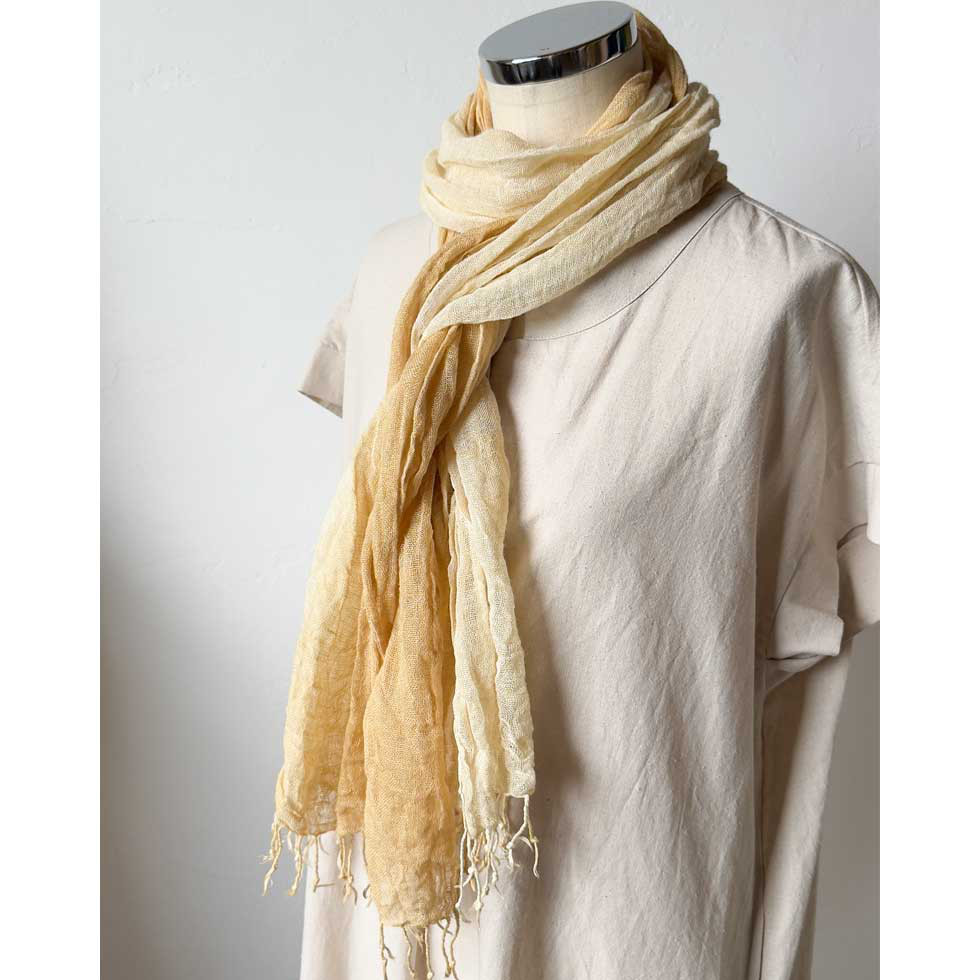 【草木染：サラッと心地よくリネンストール】フェンネル|手染め｜日本製｜L-size