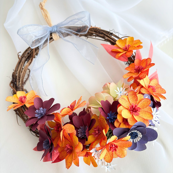 リースパーフェクト　リースサムライ　4枚 紅葉月のリース ムーン型 ペーパークラフト 秋冬新作2025 リース