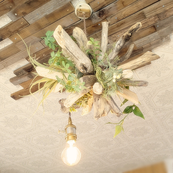 流木ペンダントライト1灯　RYUSSEI　受注生産品　LED電球付属　｜天井照明　カフェ/サロン店舗照明 8枚目の画像