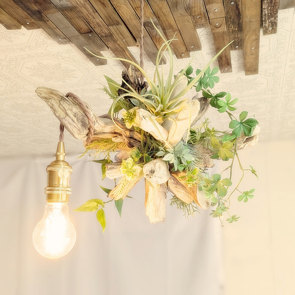 流木ペンダントライト1灯　RYUSSEI　受注生産品　LED電球付属　｜天井照明　カフェ/サロン店舗照明 2枚目の画像