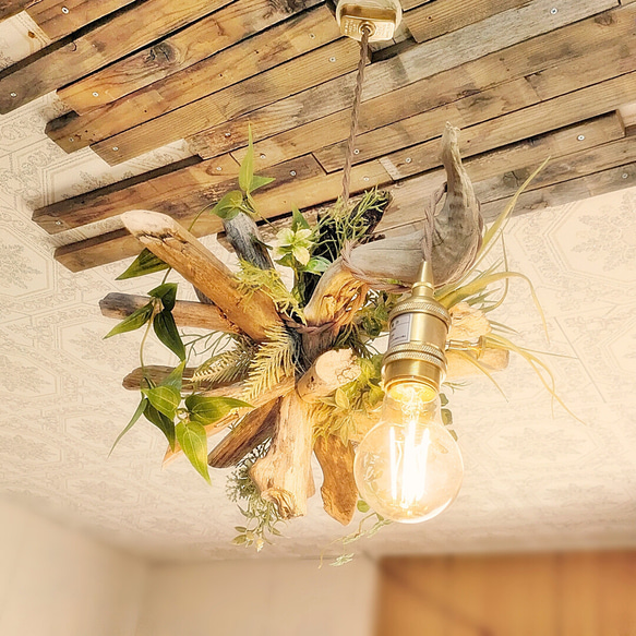 流木ペンダントライト1灯　RYUSSEI　受注生産品　LED電球付属　｜天井照明　カフェ/サロン店舗照明 5枚目の画像