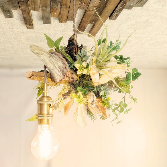 流木ペンダントライト1灯　RYUSSEI　受注生産品　LED電球付属　｜天井照明　カフェ/サロン店舗照明 4枚目の画像