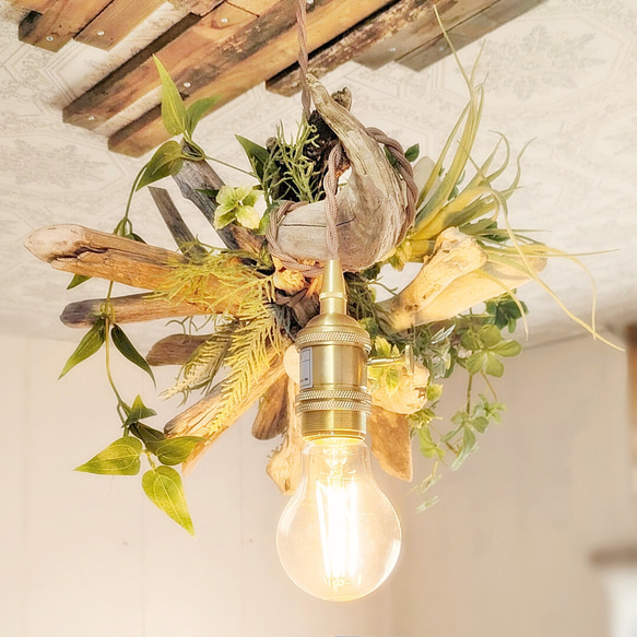 流木ペンダントライト1灯　RYUSSEI　受注生産品　LED電球付属　｜天井照明　カフェ/サロン店舗照明 3枚目の画像