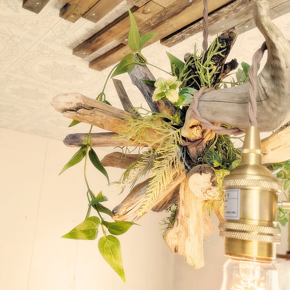 流木ペンダントライト1灯　RYUSSEI　受注生産品　LED電球付属　｜天井照明　カフェ/サロン店舗照明 6枚目の画像