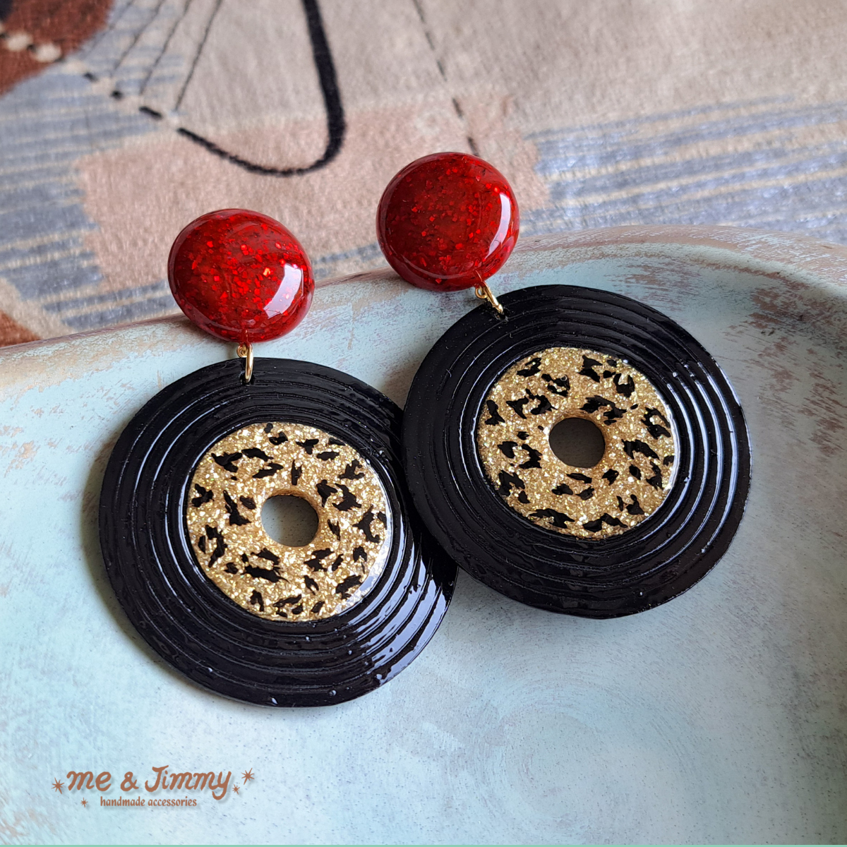 Big Leopard Groovy Record Earrings✴ビッグレオパードグルーヴィーレコードイヤリング