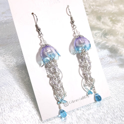 ディップアート＊花くらげ＊秋桜クラゲのピアス（イヤリング