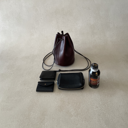 本革巾着バッグ ダークブラウン イタリアンレザー 巾着 焦茶 巾着