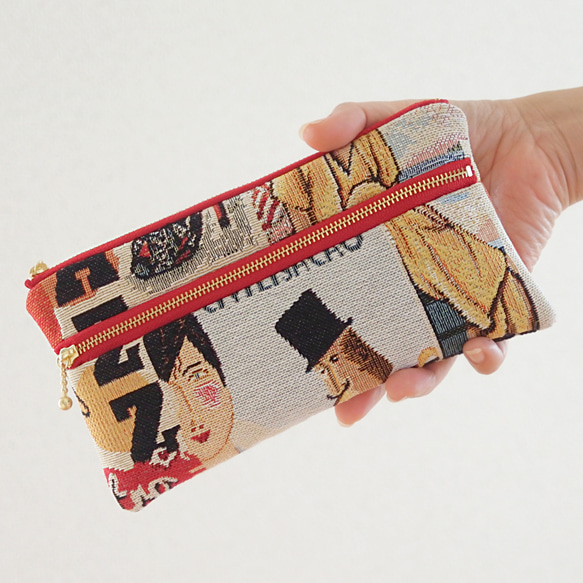フランス生地の便利なポーチ財布JAZZ 1枚目の画像