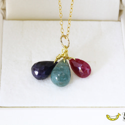 世界三大宝石集 宝石質 エメラルド サファイア ルビー ３つの豪華絢爛 ネックレス 14kgf 7枚目の画像