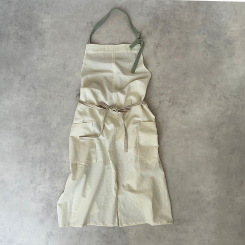 大人のおしゃれなカフェ風エプロン／ 料理や家事が楽しくなる♪ 綿麻