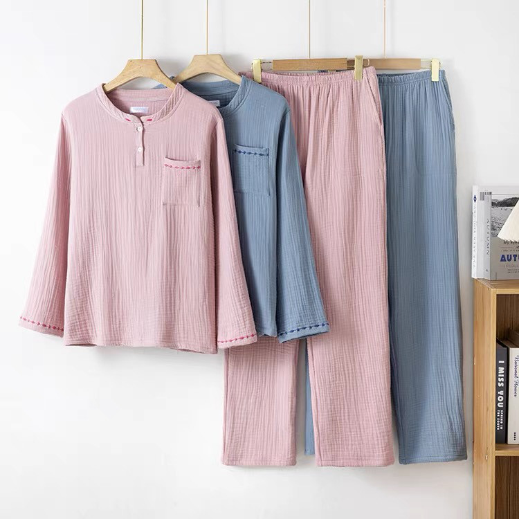 4重ガーゼレディースパジャマ 秋冬ルームウェア 綿100 女性