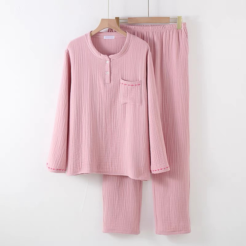 4重ガーゼレディースパジャマ 秋冬ルームウェア 綿100 女性