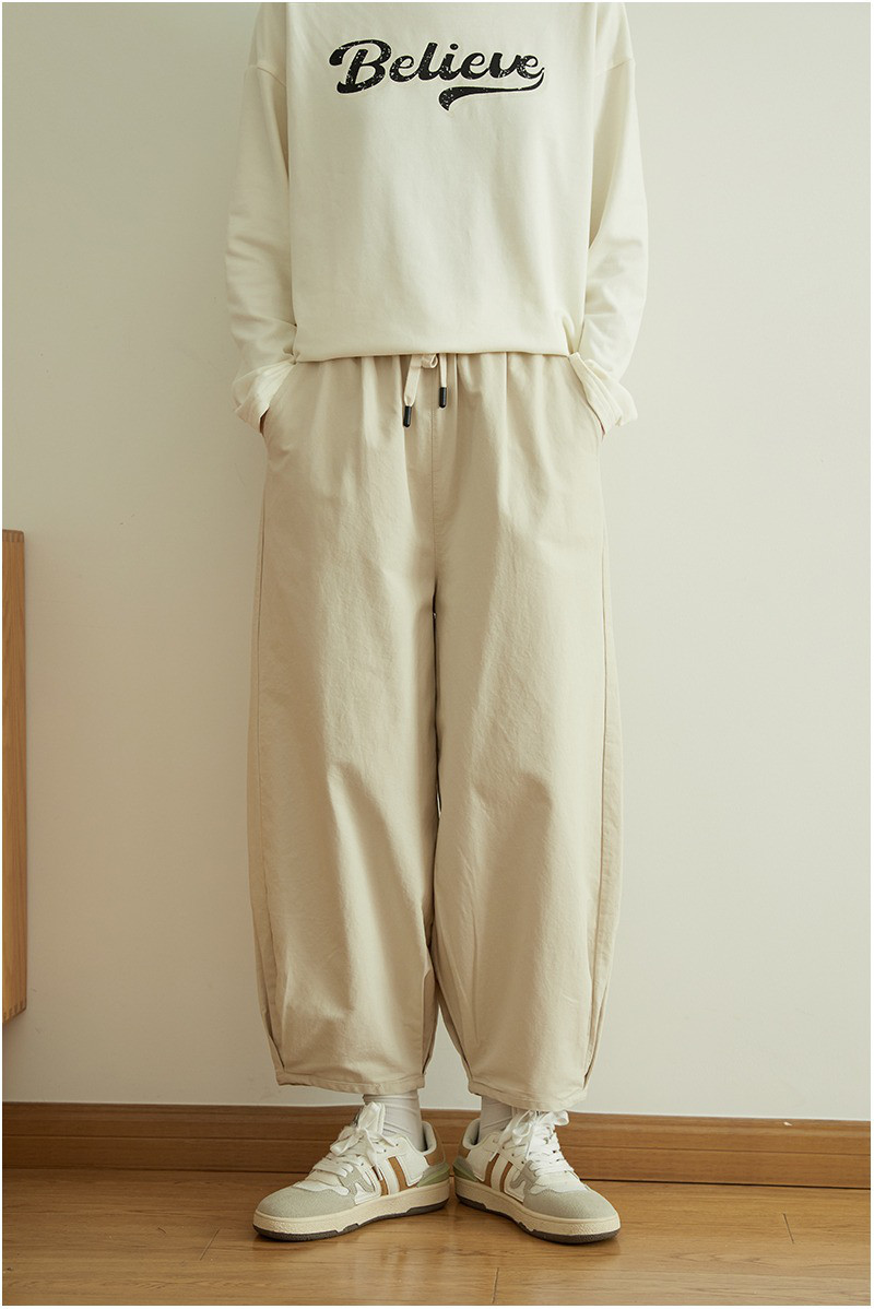 レディース 綿パンツ ハイウエスト ワイドパンツ カジュアル 春秋用 ロング丈