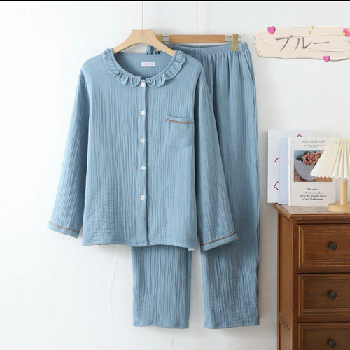 秋冬新作 マシュマロ4重ガーゼレディースパジャマ ルームウェア 綿100