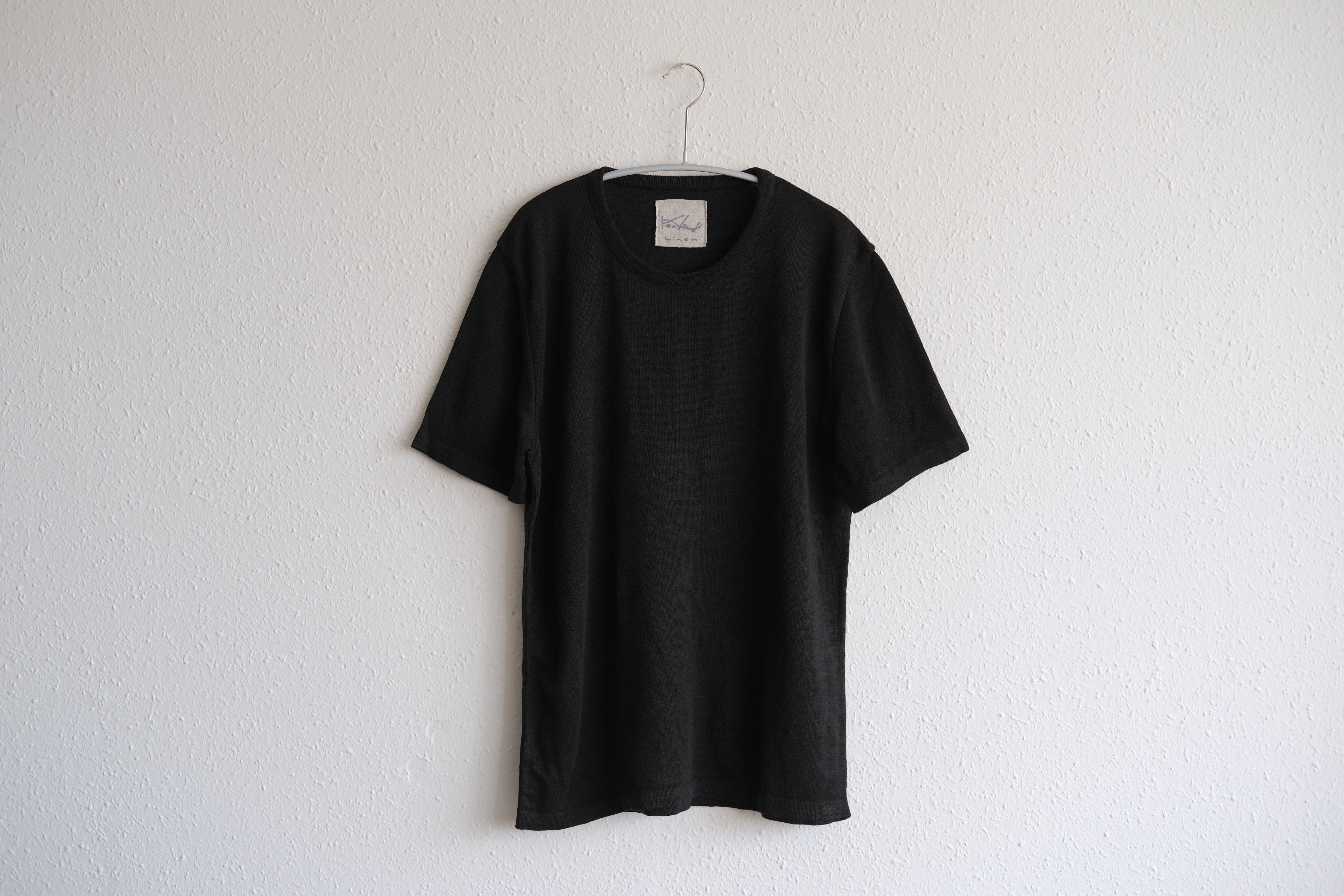 【new】リネンニット　半袖プルオーバー（黒）｜ユニセックス2サイズ