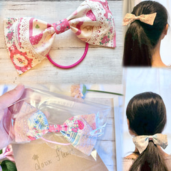 【ハンドメイド】ちょうちょ⚮̈リボンヘアゴム２点セット リボンのちょうちょうの作り方』春のハンドメイド こどものヘア