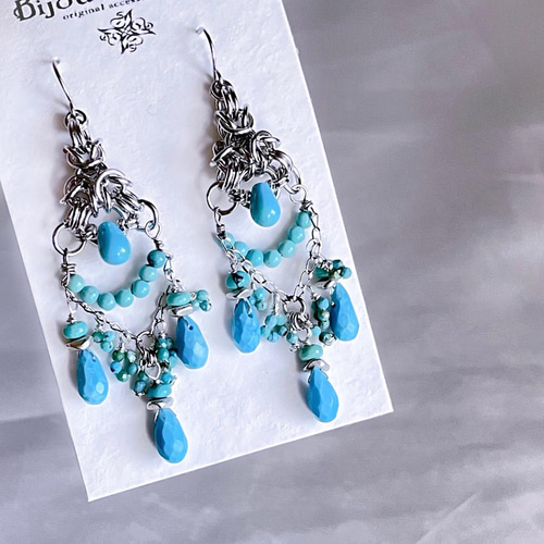 天然 ターコイズ ブルー ピアス・イヤリング シルバー 天然石 ピアス